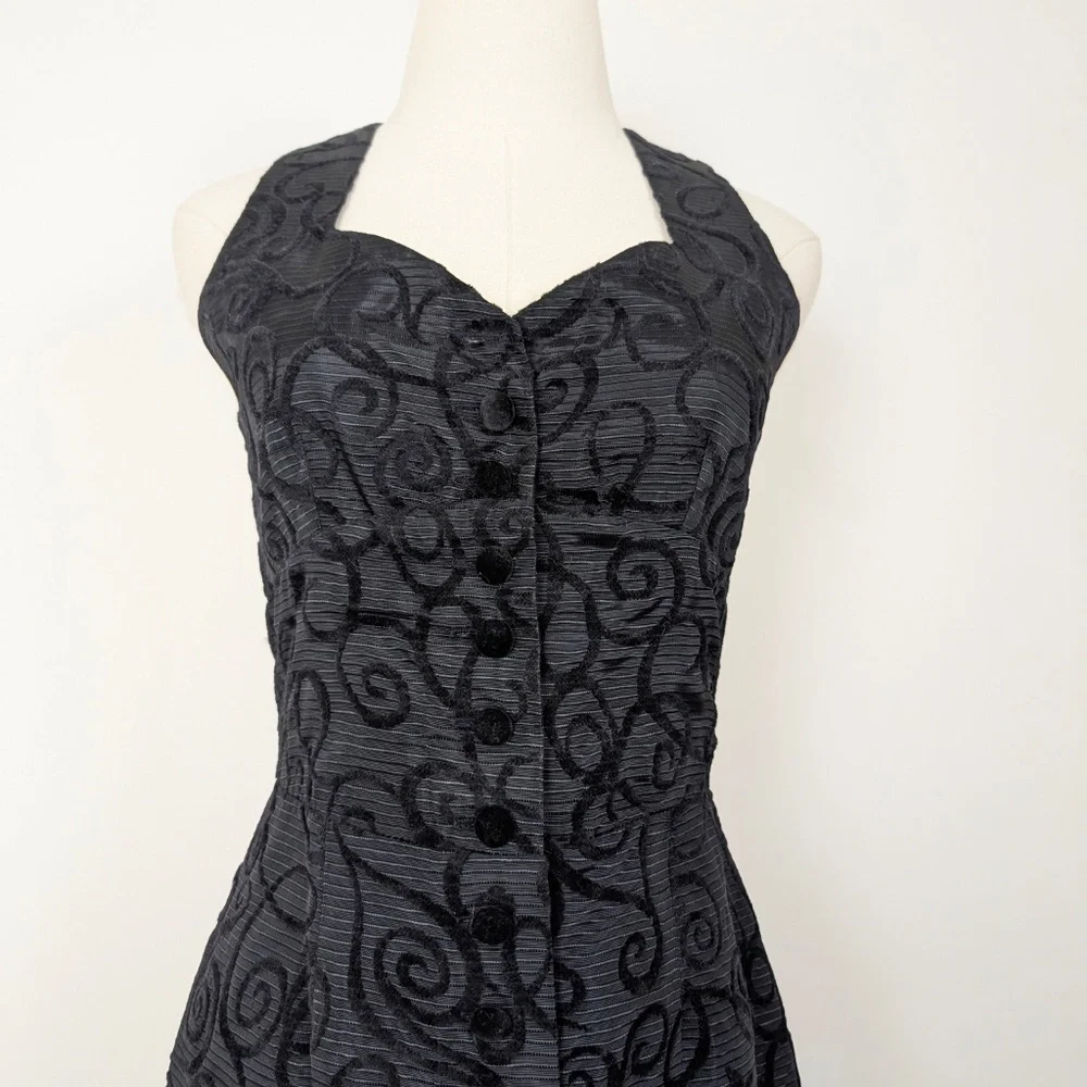 Le Chateau Black Mini Dress Size XS Vintage Sleeveless - Picture 5 of 11